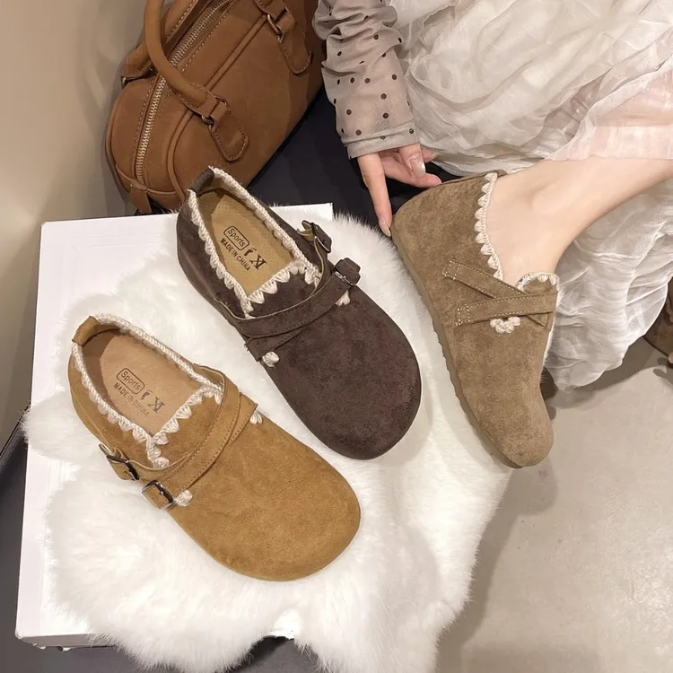 复古厚底全包勃肯鞋女款2025秋季新款内增高配裙子一脚蹬博肯单鞋
