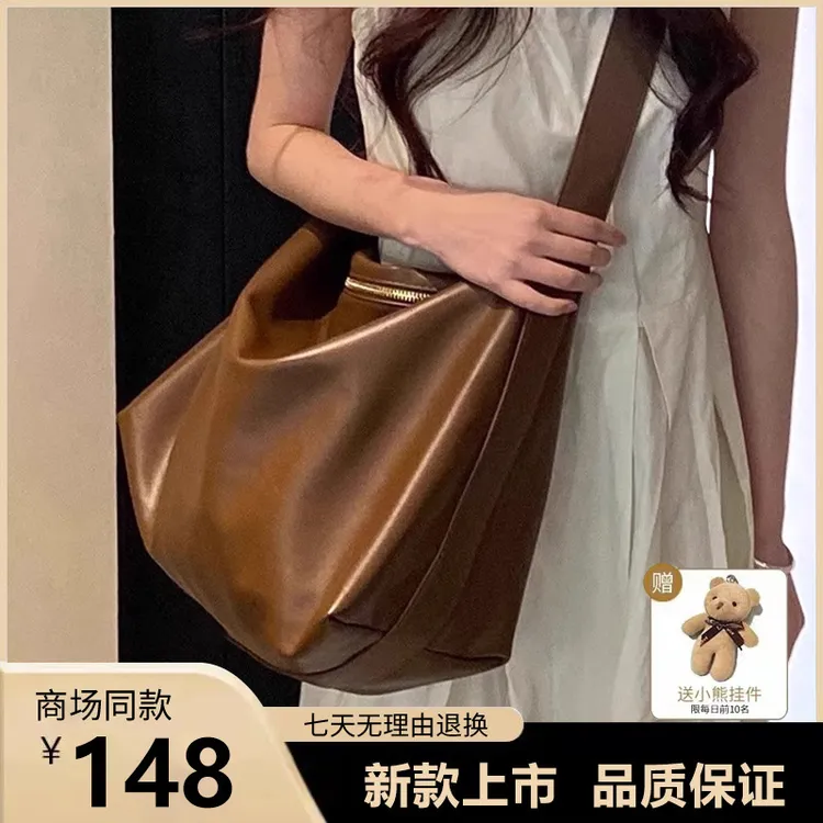 .2025新款春夏软皮大容量大包高级质感通勤单肩斜挎托特包简约