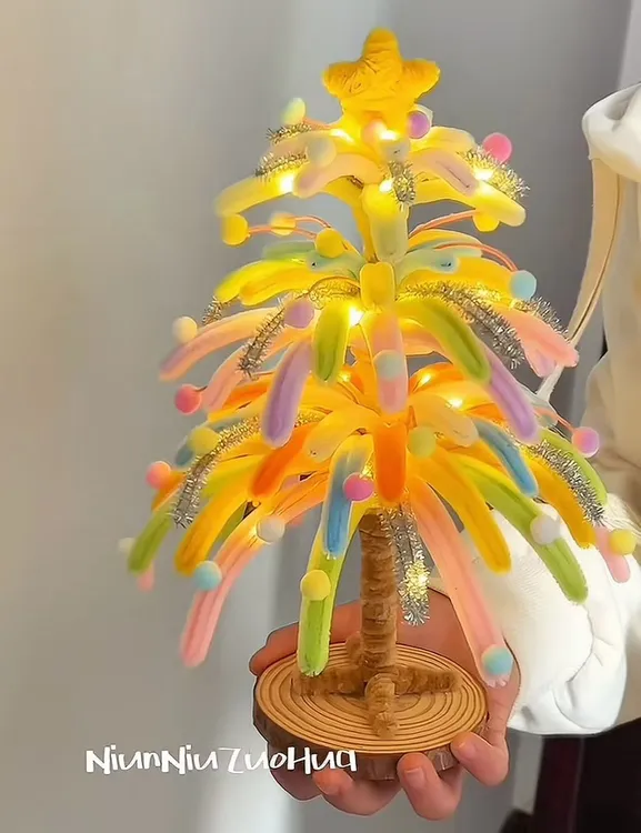 圣诞节扭扭棒烟花圣诞树发光圣诞小夜灯氛围感手工DIY创意摆件