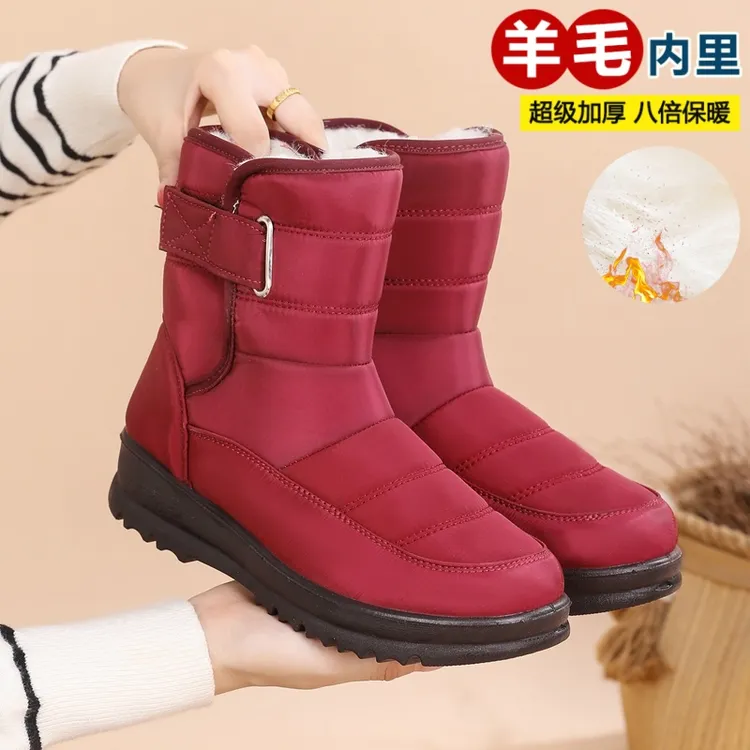 [真羊毛]加厚保暖妈妈棉鞋防水防滑大码棉靴女冬季新款百搭雪地靴