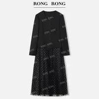 溶溶J【雾光星点】RONGRONG圆领小香风波点假两件连衣裙MZ-YL026