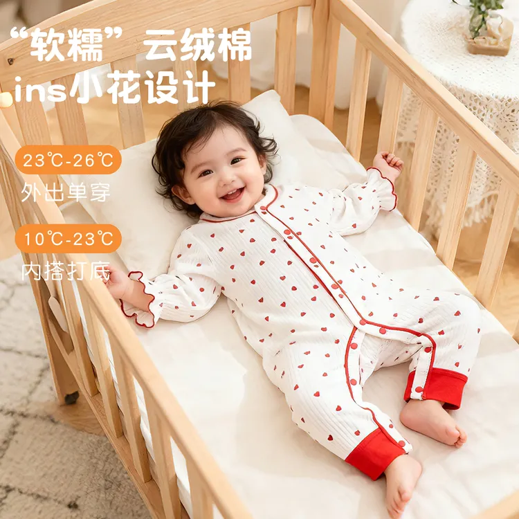 婴儿连体衣秋冬女宝哈衣纯棉洋气居家连体衣单穿内搭
