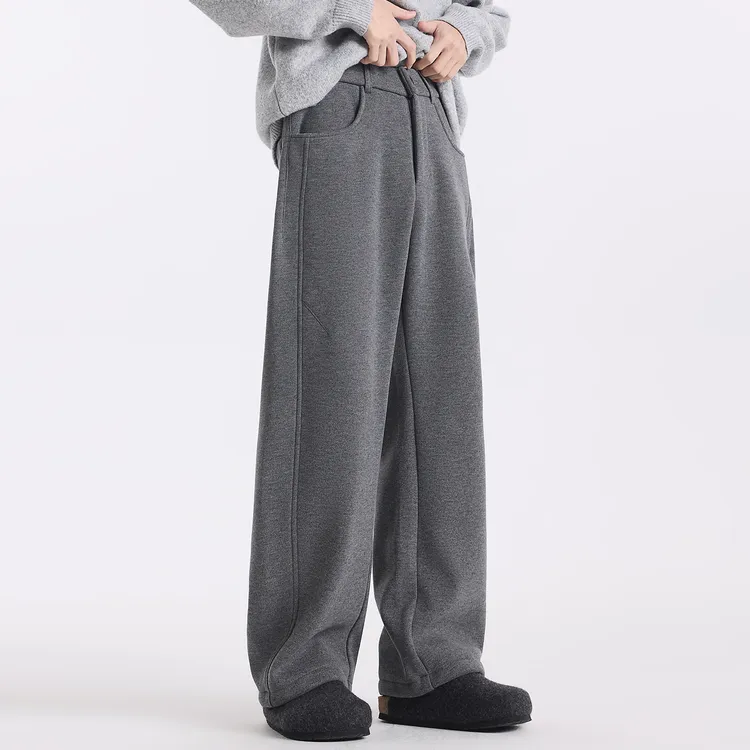 GCCDUPE77『阿拉善』精纺羊毛混纺混色高级感保暖加绒毛呢休闲裤