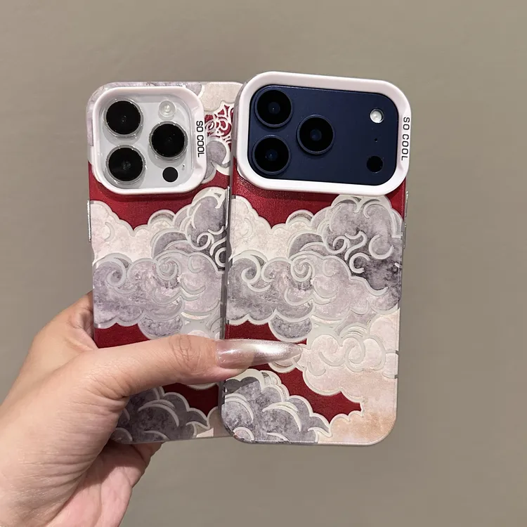 红底金边祥云适用苹果17p彩银手机壳华为p70vivo/oppo16小米15/14