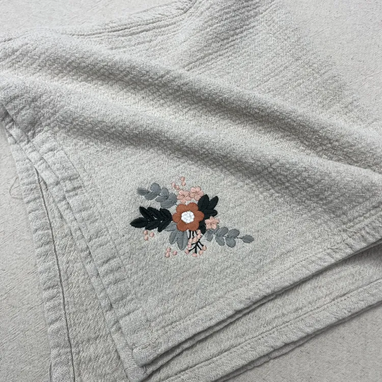 《元七猫-清欢》  汉麻毛巾绣花 纱布 加厚浴巾方巾原生态柔软