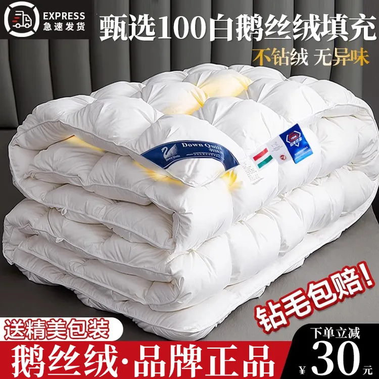 羽绒被加厚保暖冬被芯白鹅毛五星级酒店单人鹅绒被冬天春秋被子