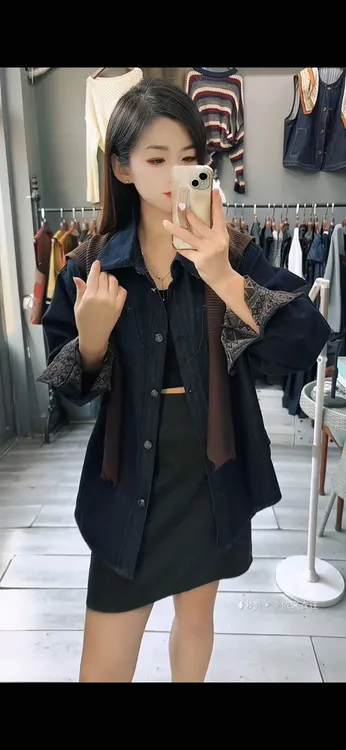 早秋高级感 披肩款复古牛仔外套