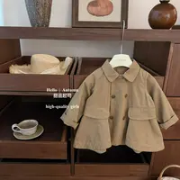 【甜品起司】老钱风！女宝宝高级大牌感卡其双排扣中长款风衣外套装