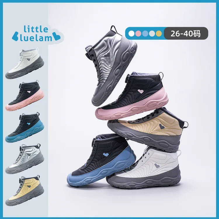 小蓝羊【26~40码】2025冬新品男女童防滑加绒运动鞋户外保暖靴图图