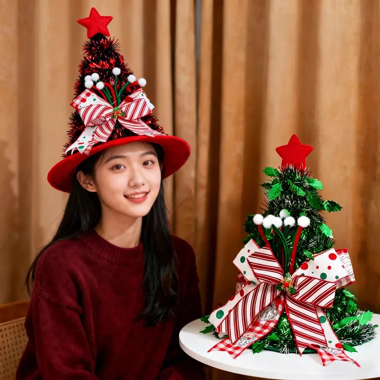 圣诞节帽子头饰圣诞树装饰礼物派对咖啡店铺装扮自拍氛围拍照道具
