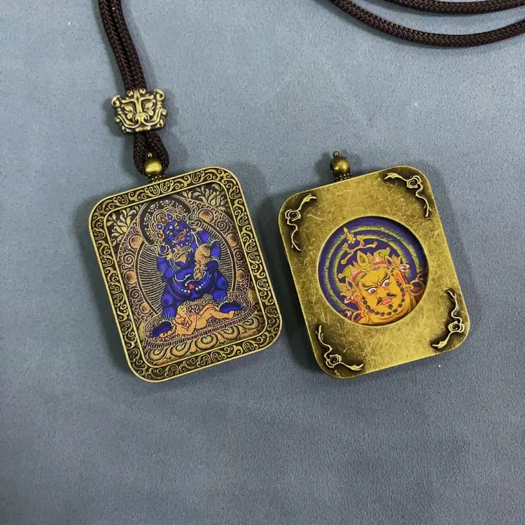 【正品保证】西藏唐卡吊坠手绘描金唐卡黑姥爷佛牌项链