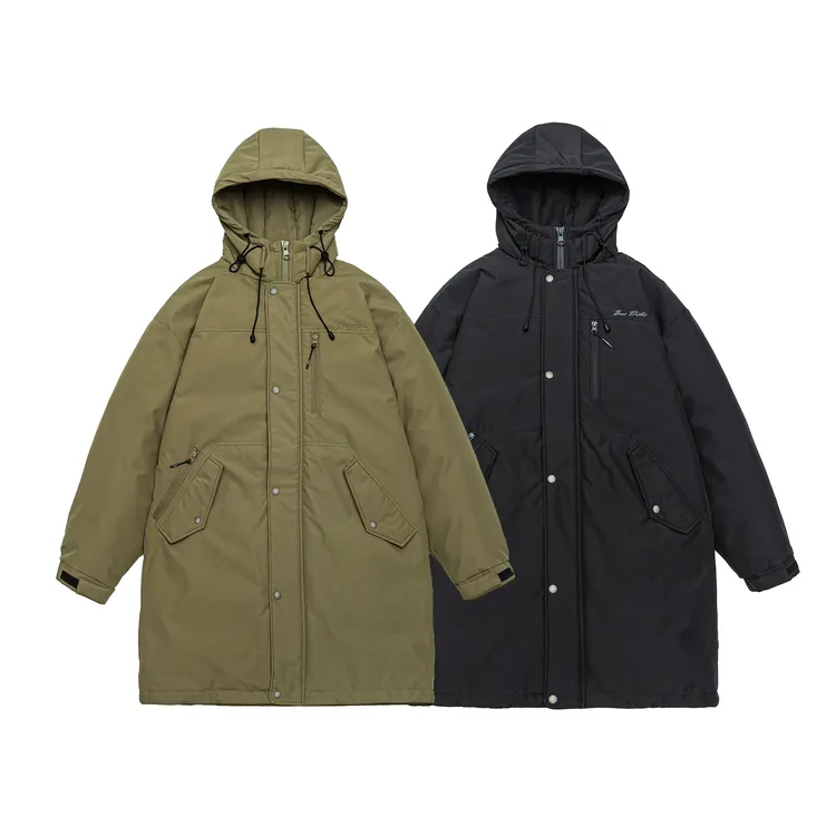 男士保暖潮流长款冬季时尚百搭秋冬中长款连帽休闲羽绒外套防风LP