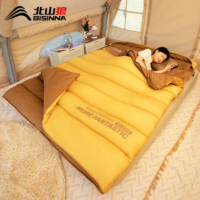 北山狼双人睡袋成人户外情侣露营冬季加厚防寒被子两用办公室午休