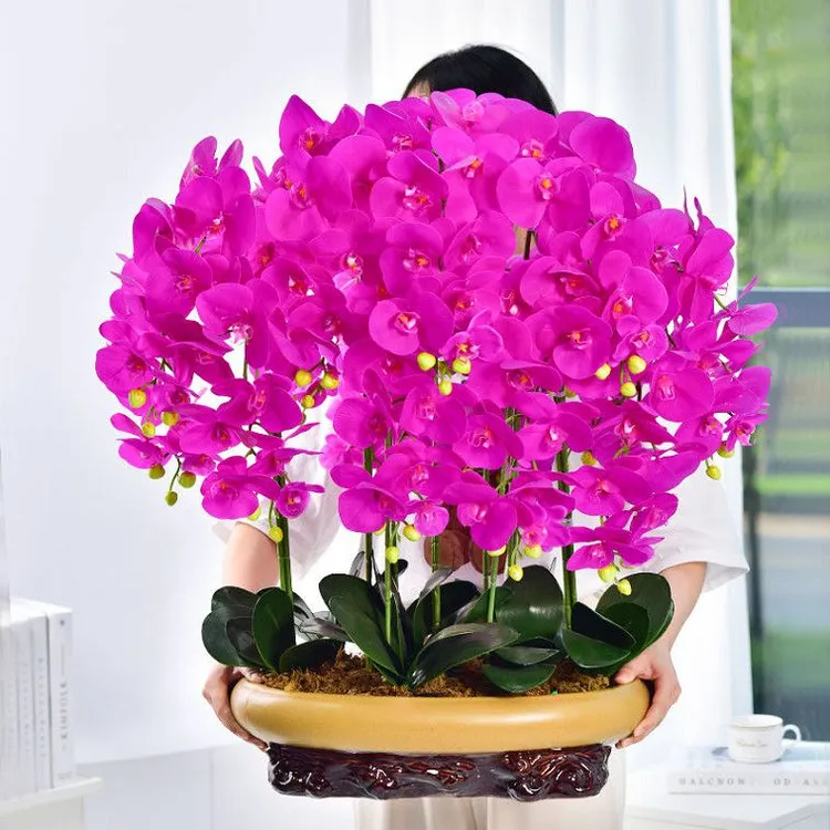 仿真蝴蝶兰仿真花艺摆件客厅茶几电视柜盆栽摆设假花装饰花点缀