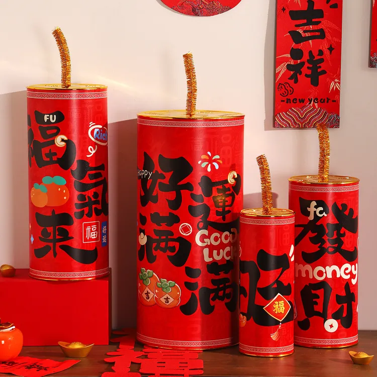 新年装饰2026春节商场店铺场景布置用品马年过年喜庆氛围鞭炮摆件