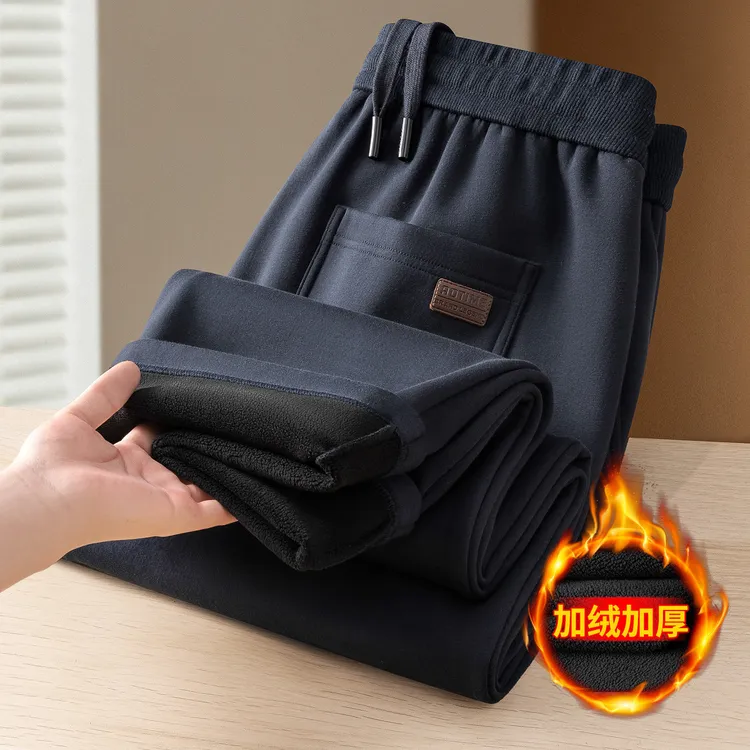 BOTEMER/比提米尔抗皱垂感男士运动裤秋冬阔腿宽松休闲裤加绒卫裤