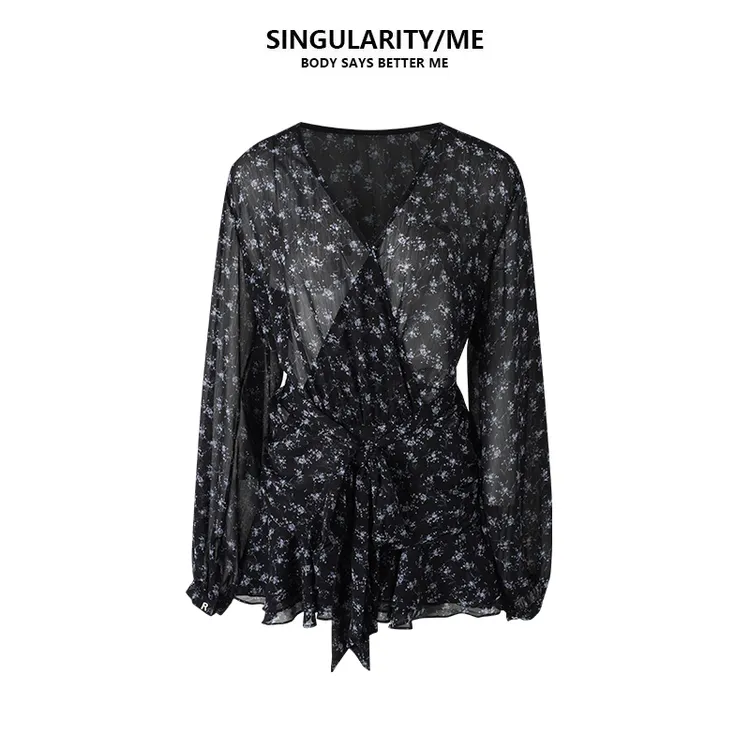 Singularity Me 风情万种法式复古连衣裙短裙碎花显瘦 3A 3069