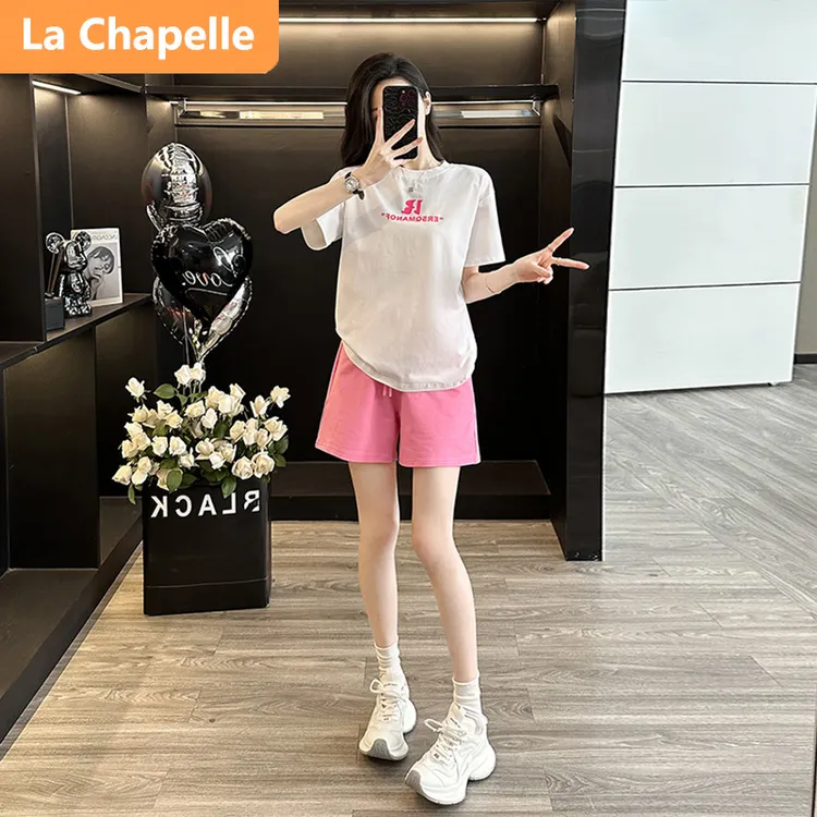拉夏贝尔欧洲站运动休闲套装女夏季2025新款时尚洋气时髦短袖短裤