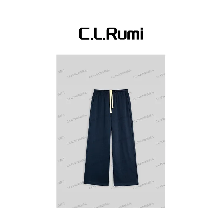 【Rumi小店】“好心情”25夏薄毛边抽绳撞色垂感简约卫裤休闲裤6796kz