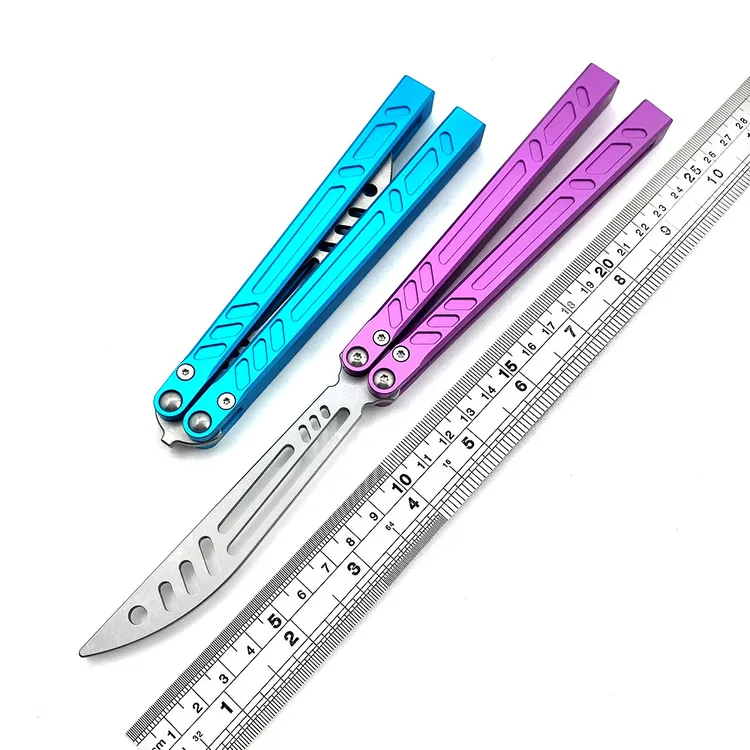 穗锋BRS 一体铝BB蝴蝶刀未开刃练习训练刀折叠甩手花式玩耍工具