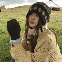 费尔岛帽子大头围冷帽女秋冬毛线帽保暖防寒护耳大脸显脸小针织帽