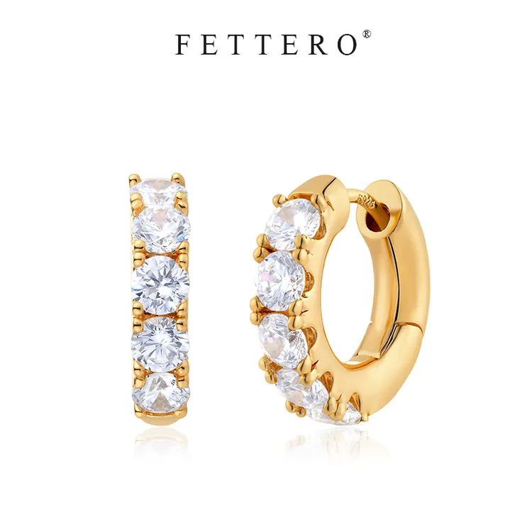 fettero 铜合金耳饰 【5颗大爪镶耳环】轻奢气质时尚小众欧美精致