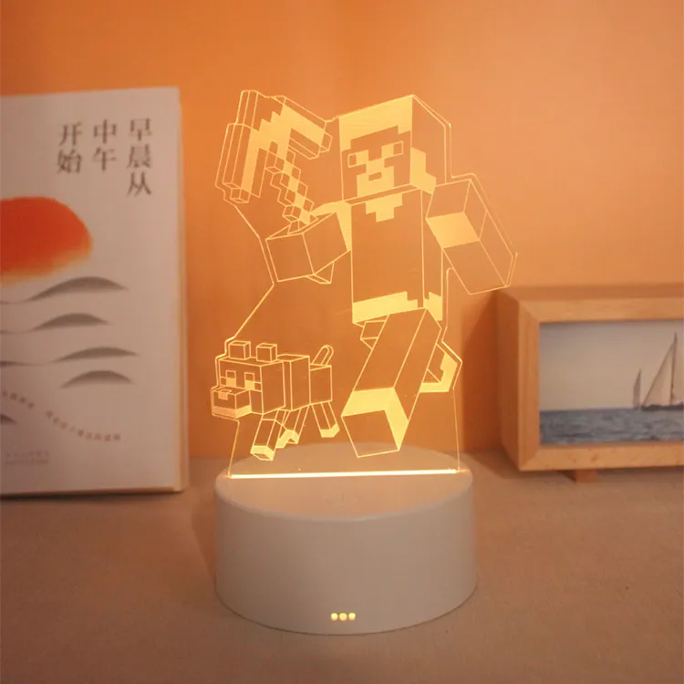 3D我的世界摆件小夜灯周边USB手办挂件玩具儿童创意卡通发光专用
