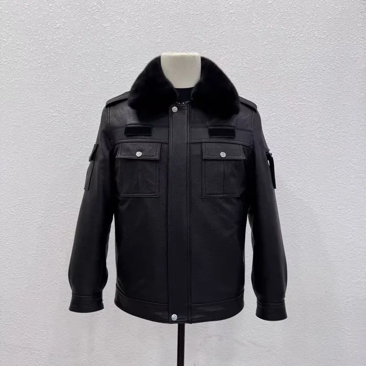 宸笙【小生严选】山羊皮工装男獭兔内胆水貂毛领内胆可拆卸男士皮衣