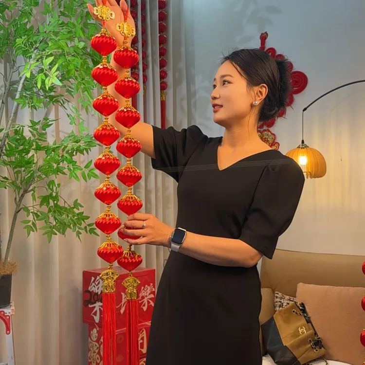直播间送赠品《钻石流星雨一对》新年丝光灯笼挂件春节喜庆乔迁公司窗户红灯笼串