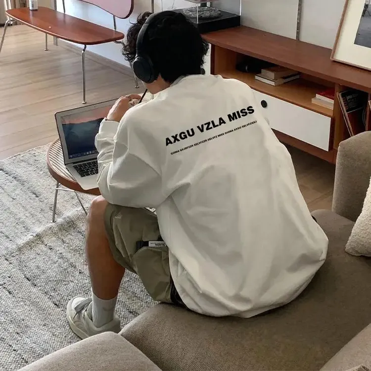 美式高街潮牌内搭长袖t恤男款2025年秋冬情侣重磅纯棉休闲打底衫