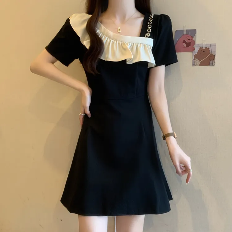 2025夏装新款大码女装胖mm设计感小香风黑色显瘦洋气连衣裙子
