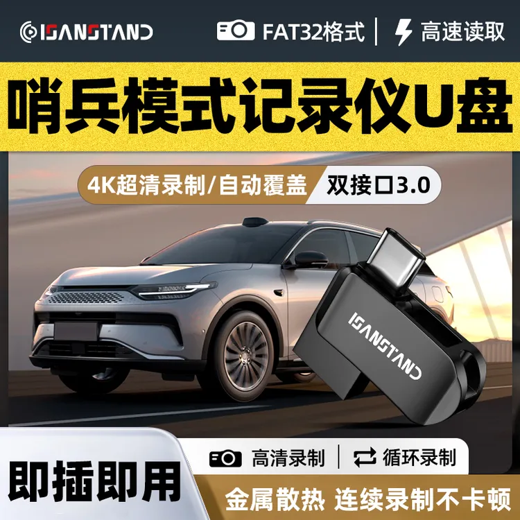 SanStand U盘适用新能源汽车行车记录仪高速双接口U盘哨兵模式U盘