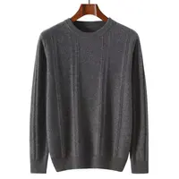  白家男装【100%纯山羊绒】私服/休闲圆领宽松竖条长袖上衣08-076