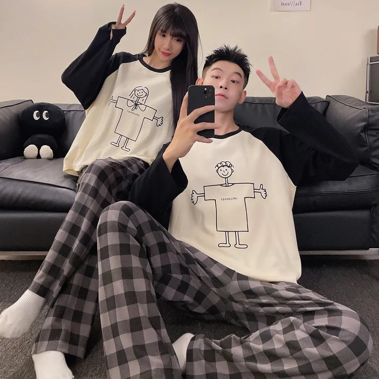 情侣睡衣2025新款一男一女春秋长袖长裤套装秋冬外穿高颜值家居服