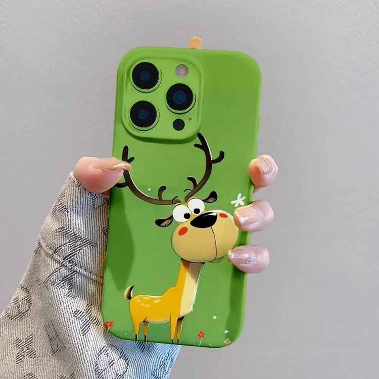 菲林软壳防摔长角梅花鹿适用苹果16华为reno14小米15vivox200 1加