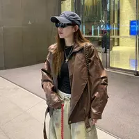 美式复古高级感夹克外套女炸街小个子设计感酷飒风pu皮衣秋冬新款
