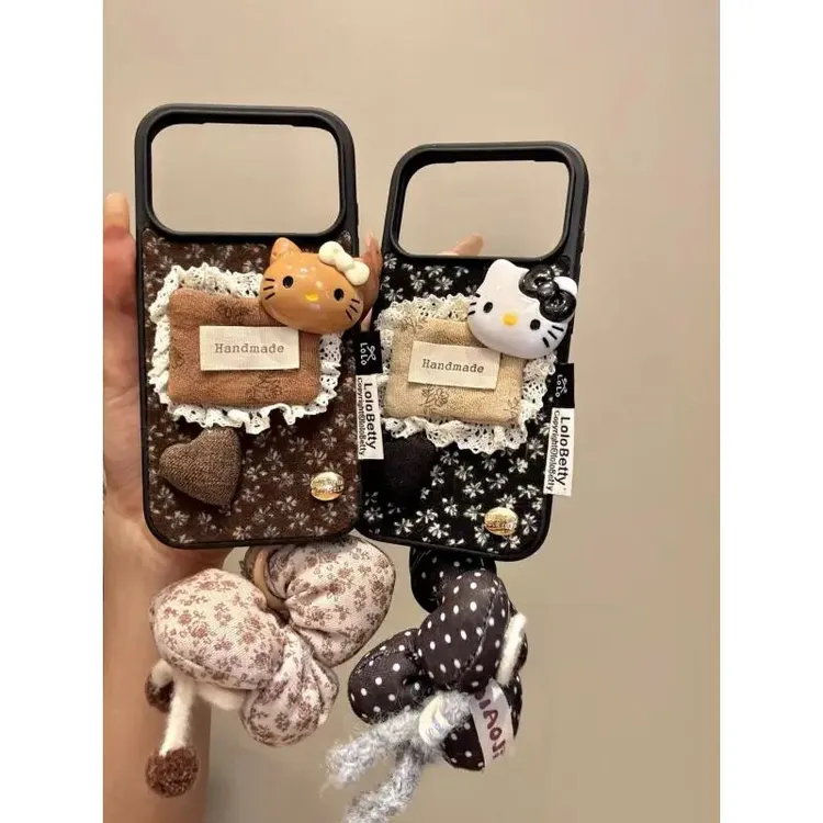 复古碎花蕾丝标签爱心猫咪适用iphone17promax苹果16手机壳15新款