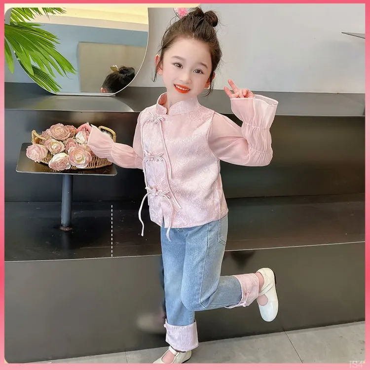 时尚八九岁女童套装国风女童春秋两件套女童唐装2025春秋新款套装