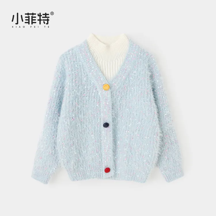 小菲特女童冬装加厚毛衣中大童保暖上衣儿童休闲针织衫MFYD57542