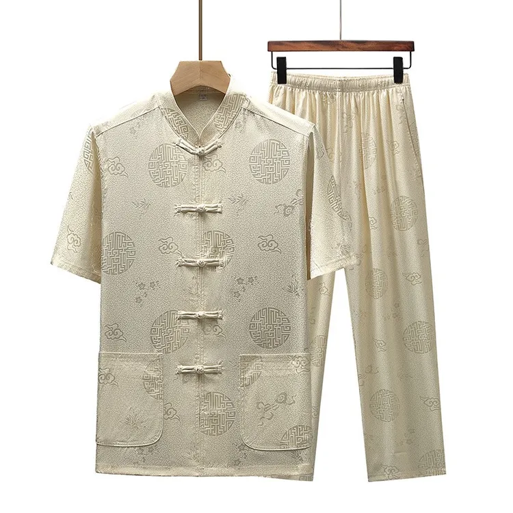 中国风新款唐装中式套装中国风新款唐装中式短袖套装新中式男装