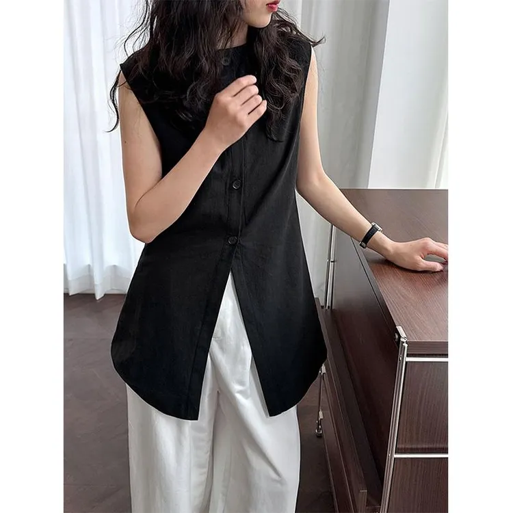 淑萸轻奢老钱风显瘦夏季宽松气质时尚休闲百搭不规则小众复古上衣