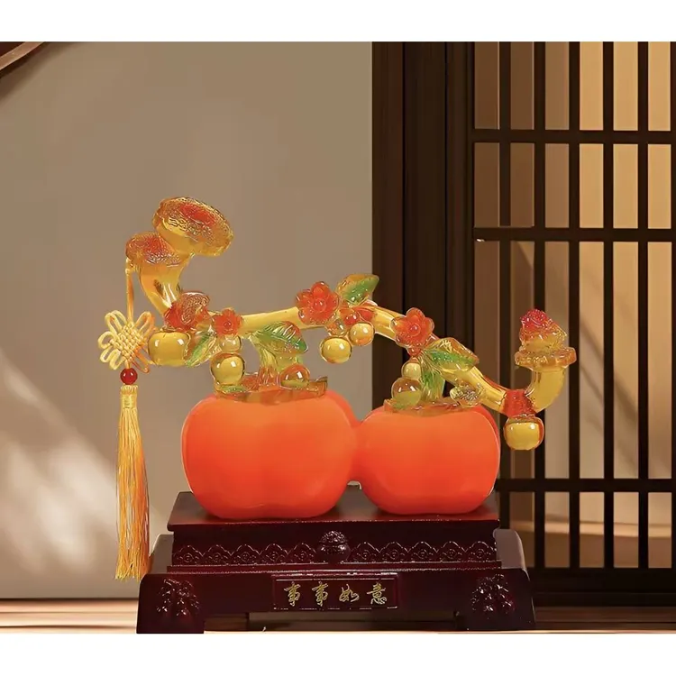 事事如意柿摆件电视柜酒柜客厅摆件玄关装饰品乔迁摆件