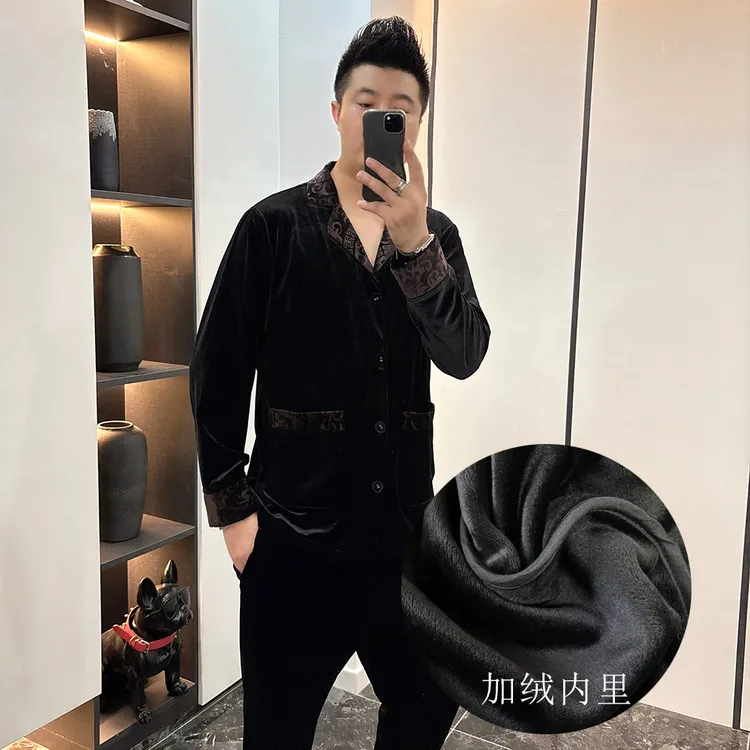 男士金丝绒百搭质感柔软秋冬季2025舒适睡衣套装可外穿休闲家居服