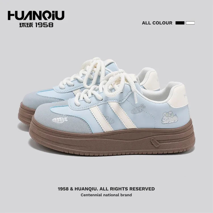 环球爆款厚底百搭小白鞋学生校园休闲板鞋软底潮流韩版时尚德训鞋