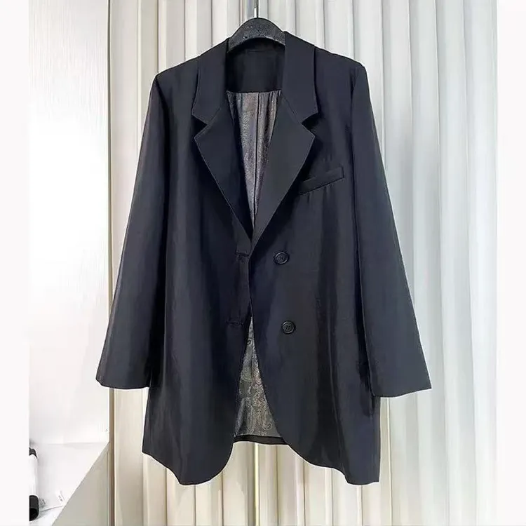 今年流行爆款卡其色亚麻高奢西装外套休闲老钱风春夏女装设计感