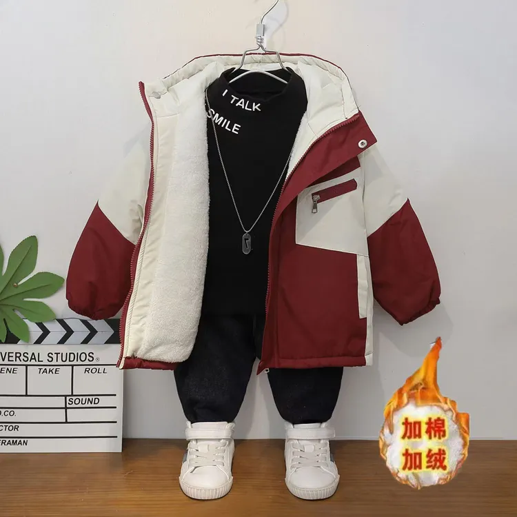 男童棉衣2025新款洋气儿童秋冬季加绒棉服时髦男孩中大童克服棉袄