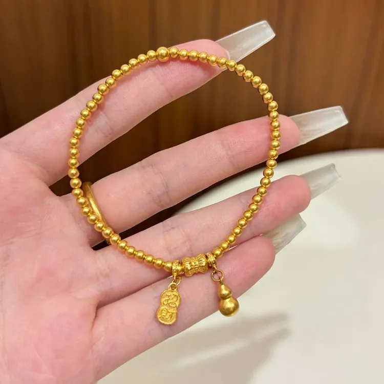 铜合金手链 新款转运珠手串七夕节送礼物 黄金色小葫芦原创手链女