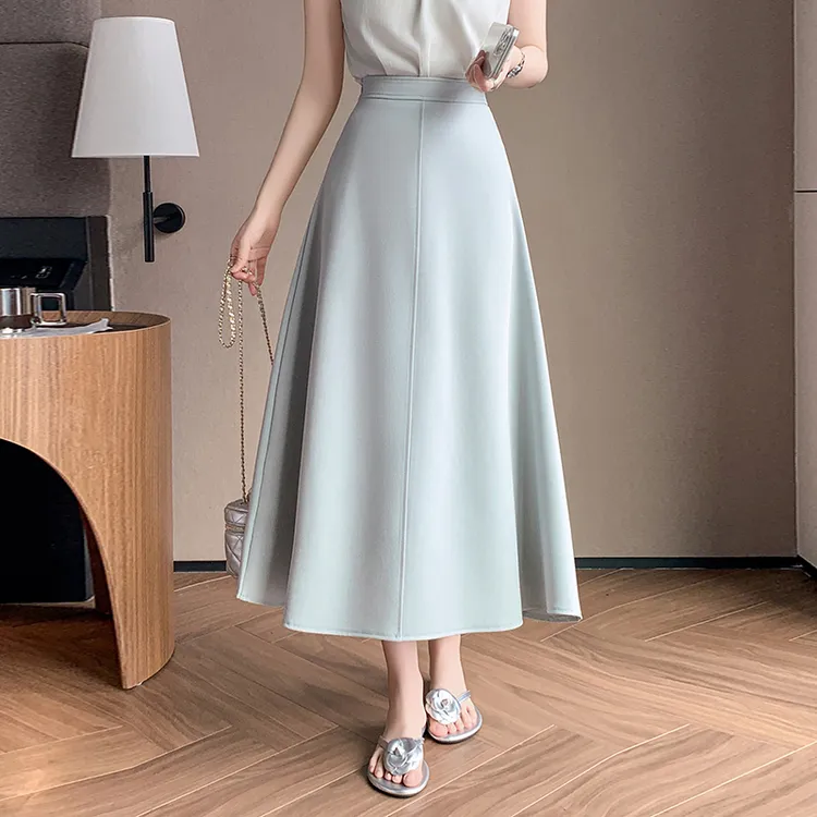 a字半身裙女秋中长款2025新款高腰百褶裙气质百搭时尚大摆伞裙子