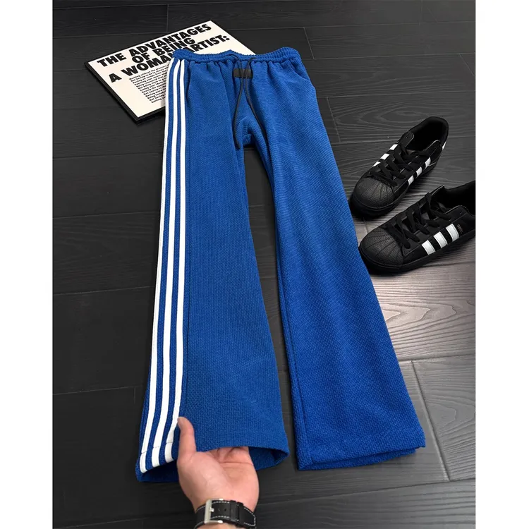 美式复古龙鳞纹休闲裤男夏薄透气透风cleanfit痞帅条纹直筒休闲裤