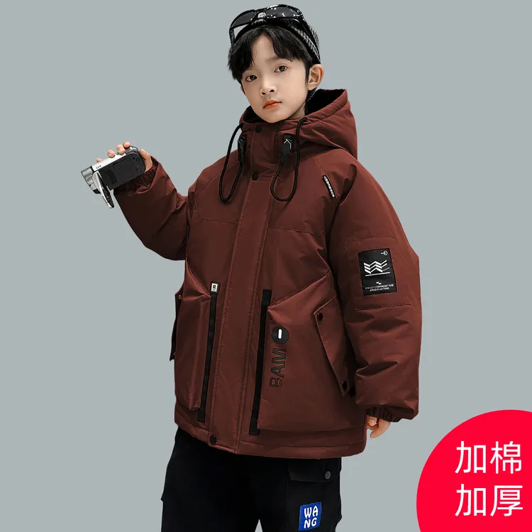 男童夹棉冲锋衣外套秋冬2025新款儿童冬季二棉衣大童冬装防风上衣